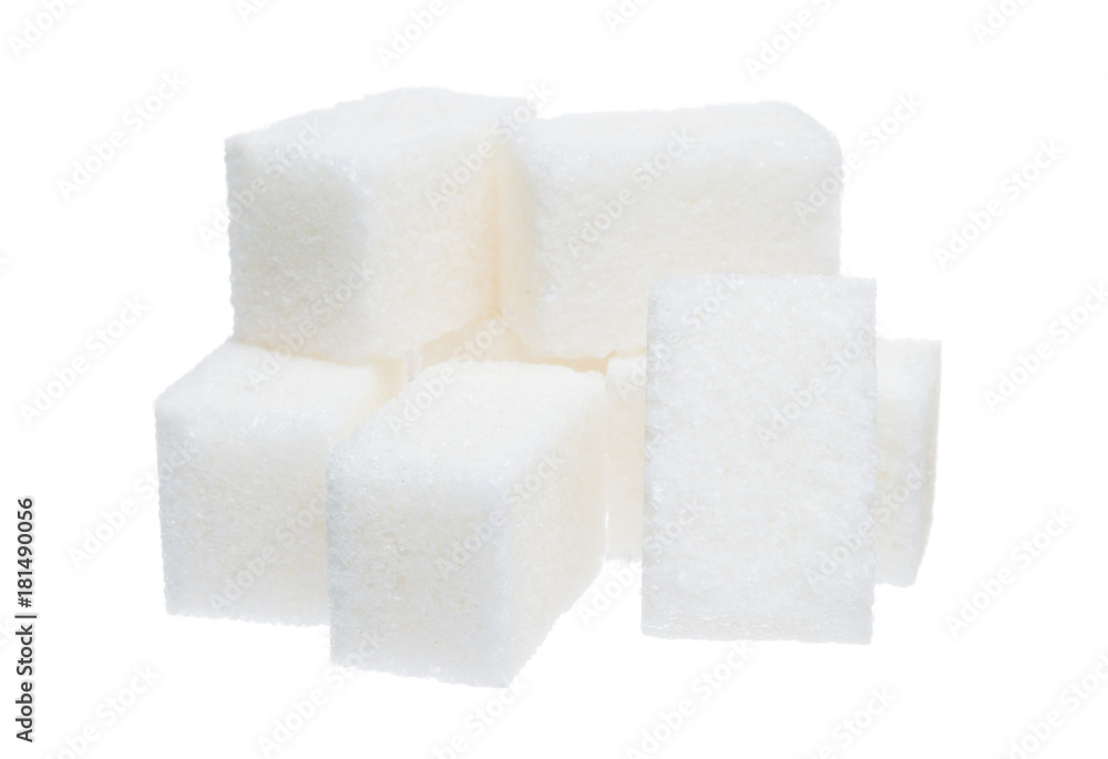 Group of sugar  cubes isolated on white background