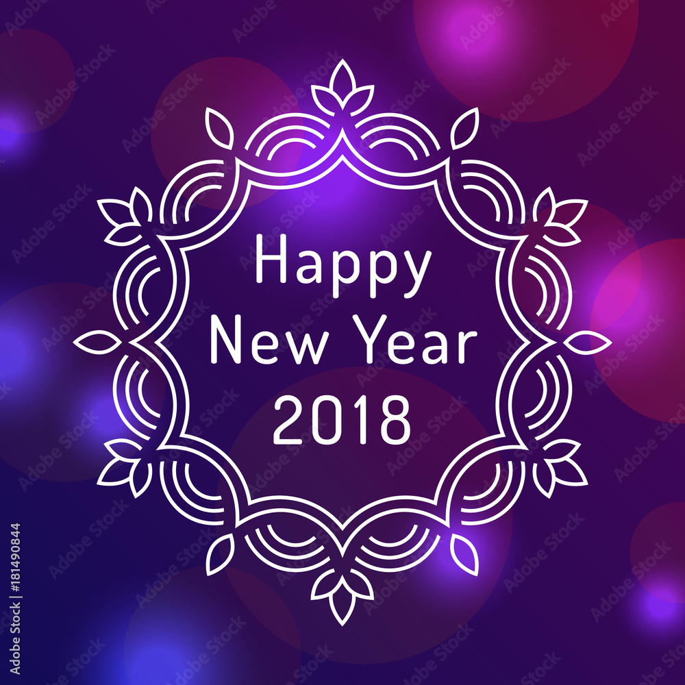 Happy new year 2018 greeting card design