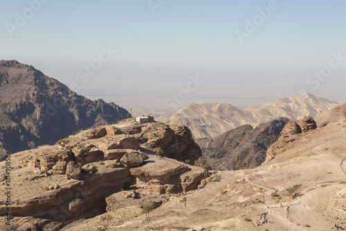 Beautiful Landscape near Monastery ad deir, ancient city of Petra, Jordan
