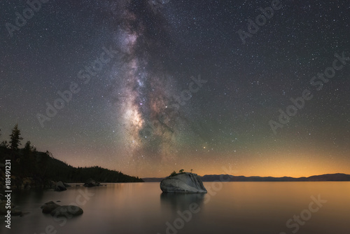 Milky Way Galaxy risising over Lake Tahoe on the Nevada side