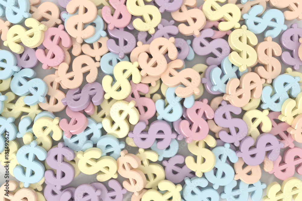 Dollar sign background in pastel tone. 3D rendering. Dollar sign background in pastel tone. 3D rendering.
