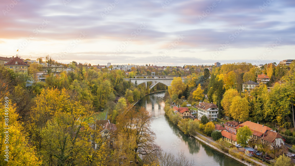 Cityscape of Bern and the bridge in sunset, Switzerland Cityscape of Bern and the bridge in sunset, Switzerland