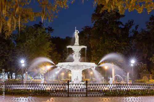 Canvas Print Water Fountain at Night