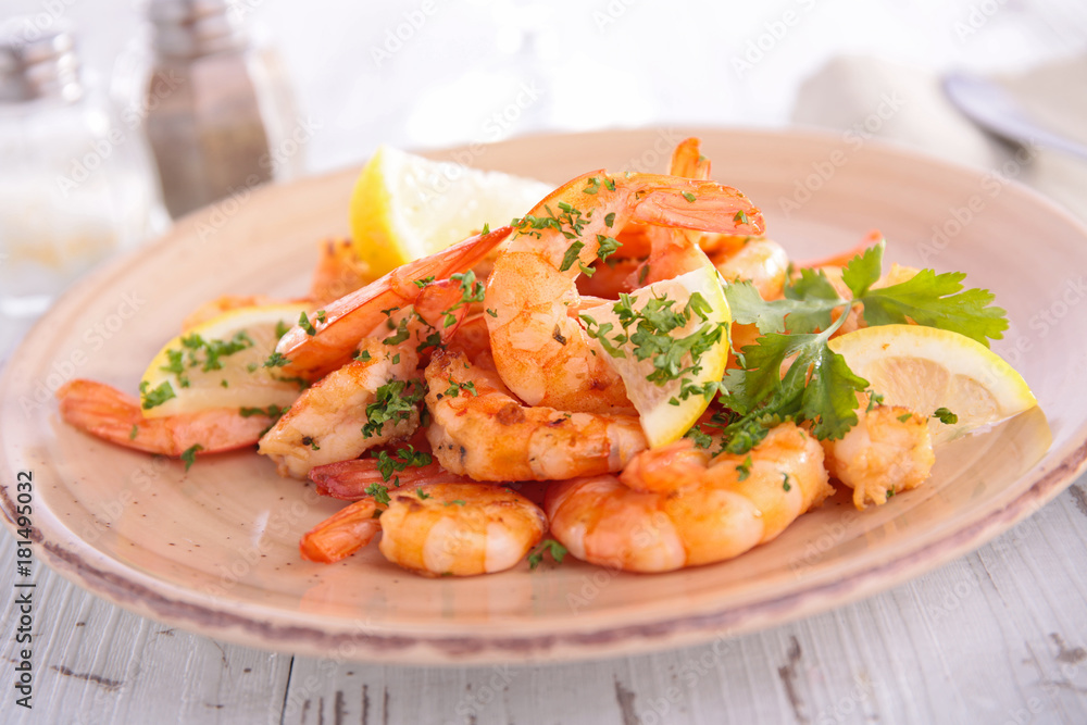 fried shrimp and herbs