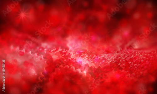 Red, abstract background with nice soft focus, flashes and stars