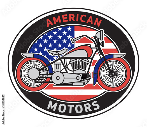 Biker motorcycle label with text American Motors