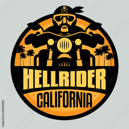 Biker riding a motorcycle emblem