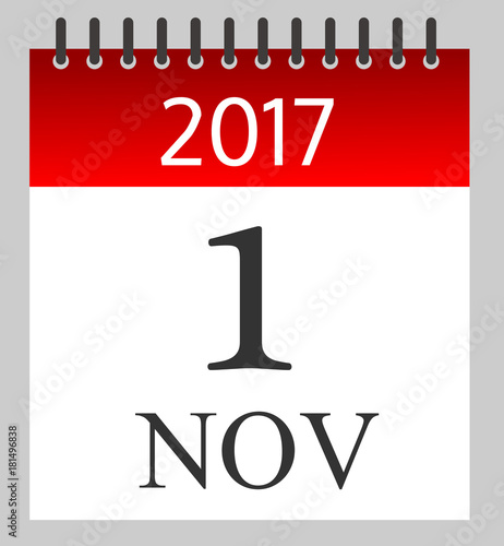1 November 2017 - Daily Calendar- illustration - Vector