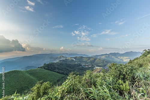 Sunset view point at Nern Chang Suek Viewpoint, Pilok, Kanchanaburi, Thailand photo