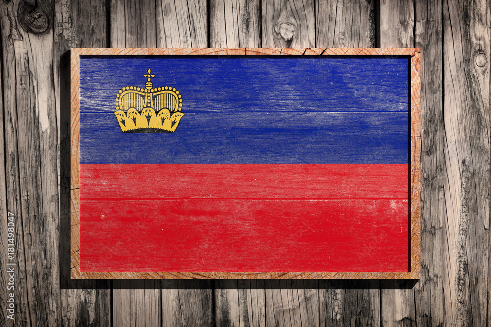 Wooden Liechtenstein flag