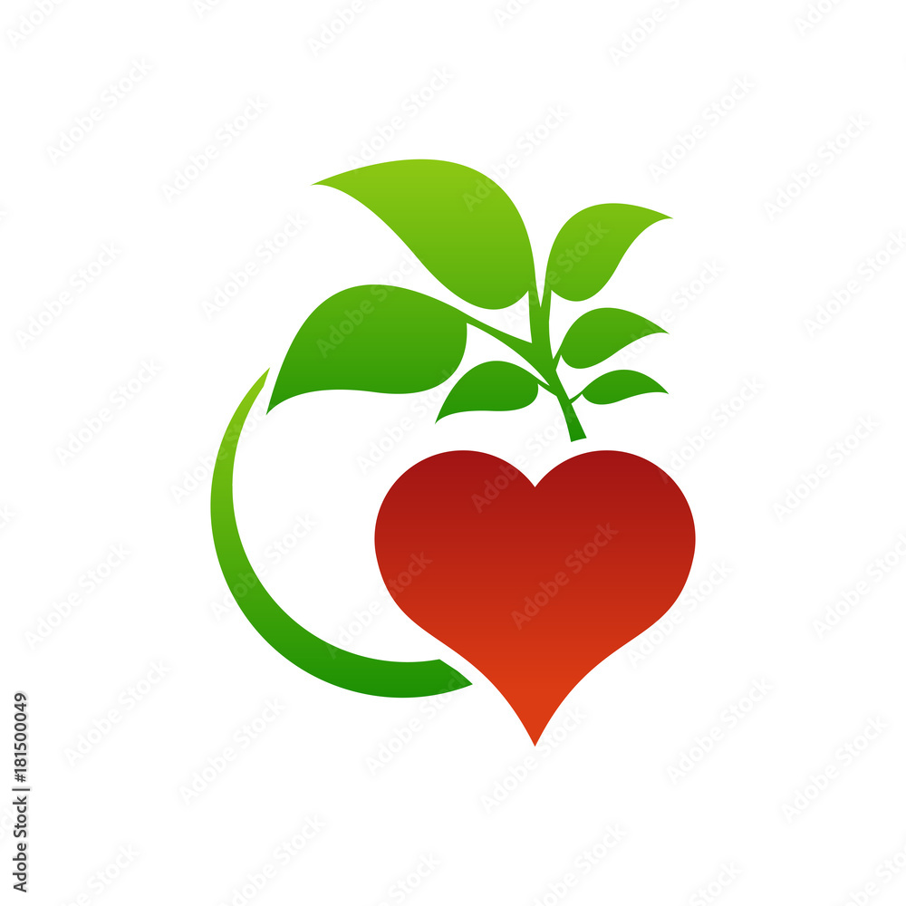 Color heart and leaf logo template.Love heart icon. Color heart and leaf logo template.Love heart icon.