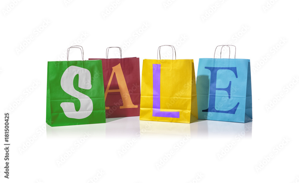 Shopping bags with the word sale on them Shopping bags with the word sale on them