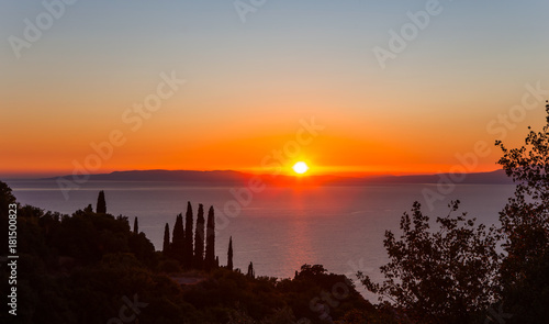 Sunset on the egean sea, Peloponnese, Greece photo