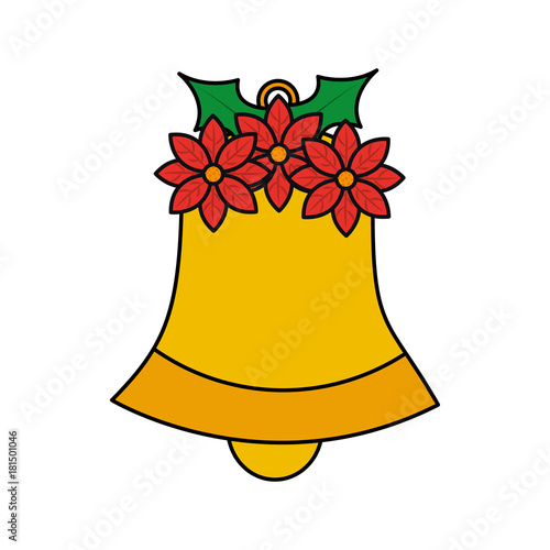 christmas bell with flower poinsettia decoration traditional