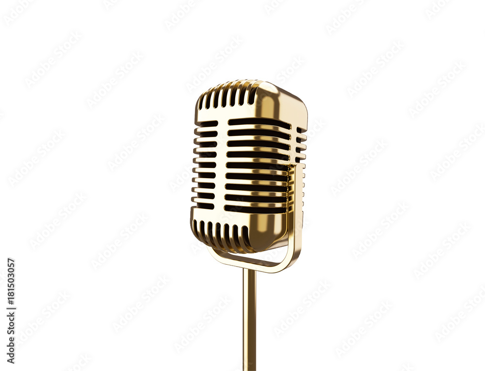 Fototapeta premium Vintage metal microphone on a stand