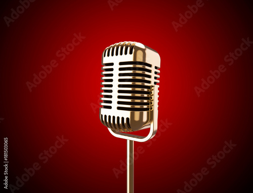 Vintage metal microphone on a stand