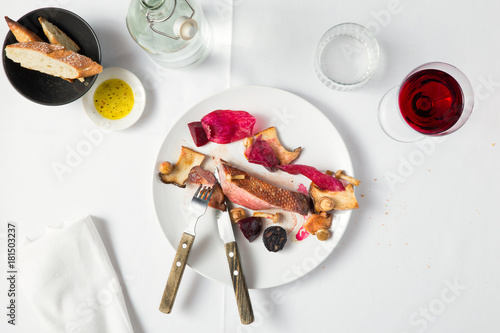 Duck breast, mushroom dish