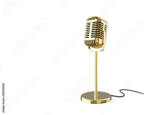 Vintage metal microphone on a stand