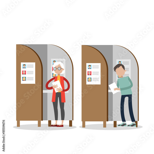People in voting booths.