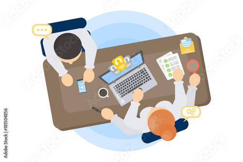 Businesswoman multitasking at work.