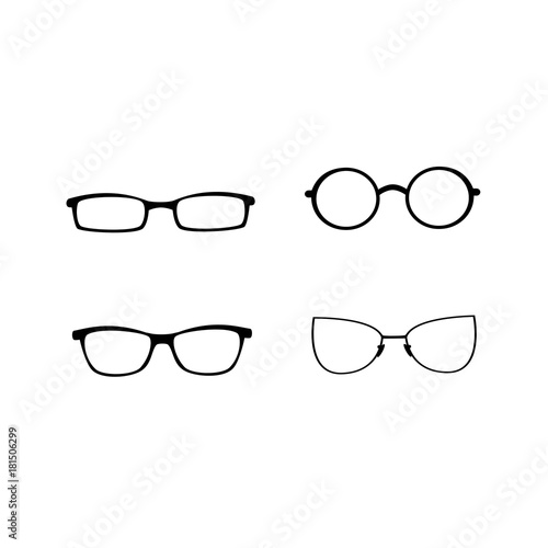 Set of glasses isolated on white background, vector illustration.