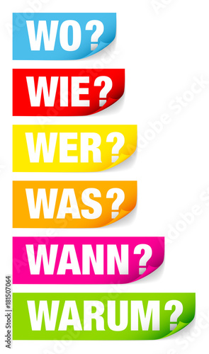 Haftnotizen Fragewörter bunt