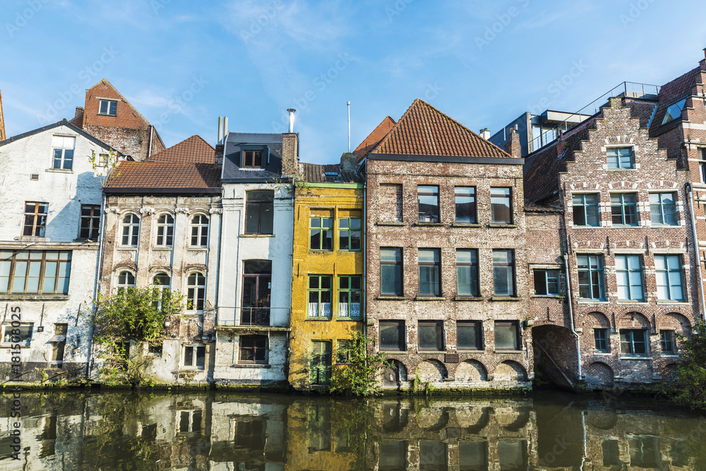 Old houses along the river in Ghent, Belgium