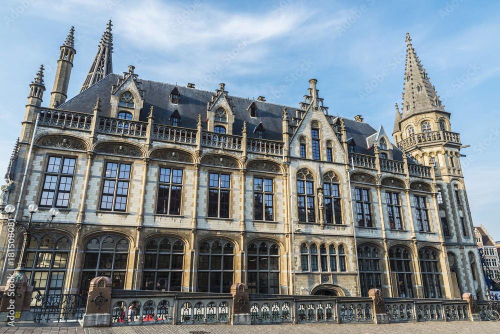 Facade of the old post office in Ghent, Belgium