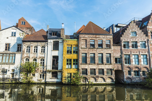 Old houses along the river in Ghent, Belgium
