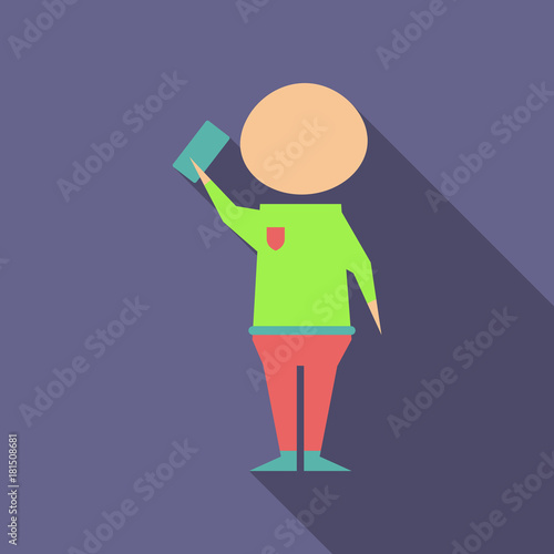 Card Referee Warning in flat style with shadow