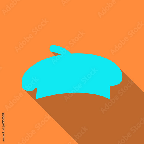 Kitchenware chef's hat flat icon with long shadow