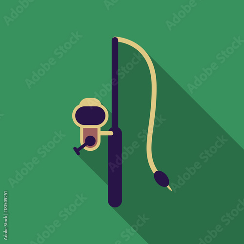 rod spinning with spoon-bait vector illustration isolated on background