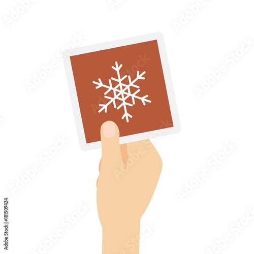 Hand hält Karte - Schneeflocke