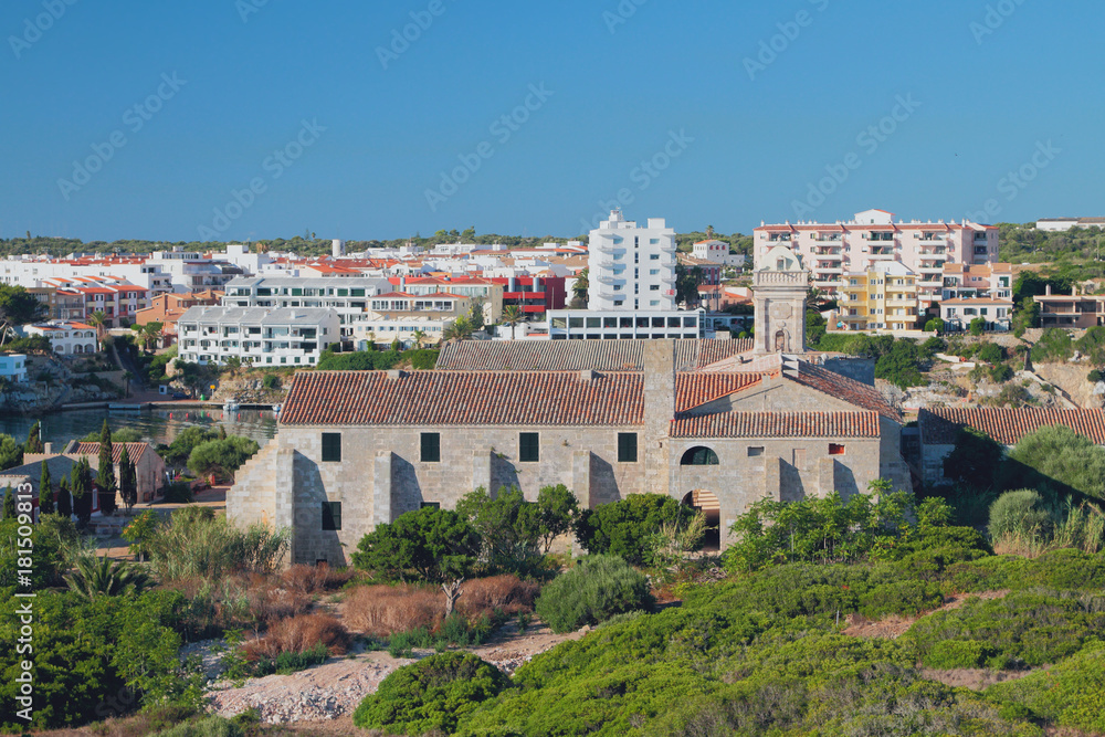 Fototapeta premium Ancient military hospital on island of Isla-del-Ray. Maon, Menorca, Spain