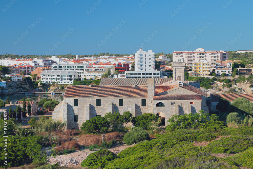 Ancient military hospital on island of Isla-del-Ray. Maon, Menorca, Spain