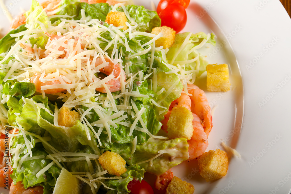 Caesar salad with shrimps