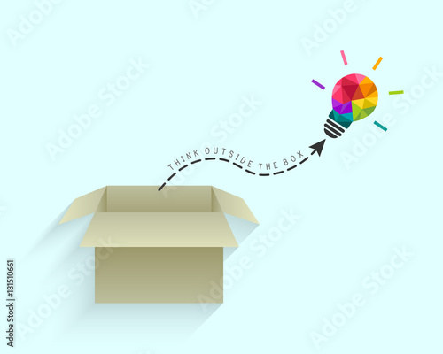 Creative and out of the box thinking concept with colorful lightbulb