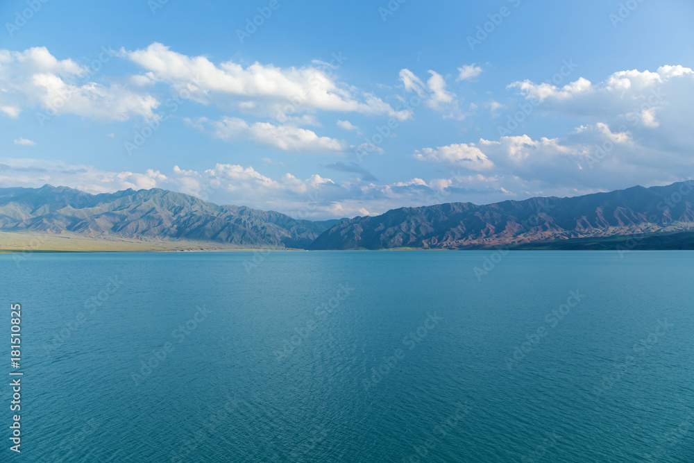 beautiful blue mountain lake plateau Assy Kazakhstan, Trans-Ili Alatau, nature plateau Assy Kazakhstan