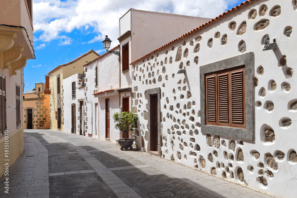 Street View of Old Town of Aguimes. Rural Town and Major Tourist Destination in Gran Canaria.