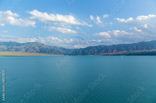 beautiful blue mountain lake plateau Assy Kazakhstan, Trans-Ili Alatau, nature plateau Assy Kazakhstan