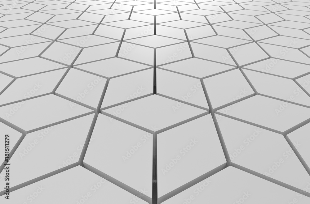 3d rendering. abstract Gray hexagon shape floor background.
