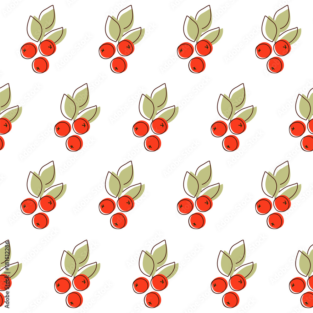 Seamless vector pattern with red berries. Seamless vector pattern with red berries.