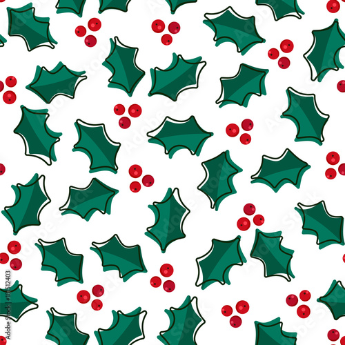 Seamless vector pattern with holly berries on the white background.