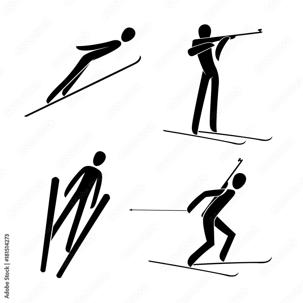 Silhouette Ski jumping, Biathlon skiing shooting standing