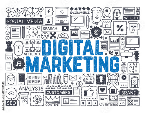 Digital Marketing - Hand drawn vector illustration