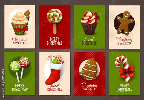 Set of Christmas brochures with sweets. Vector templates.
