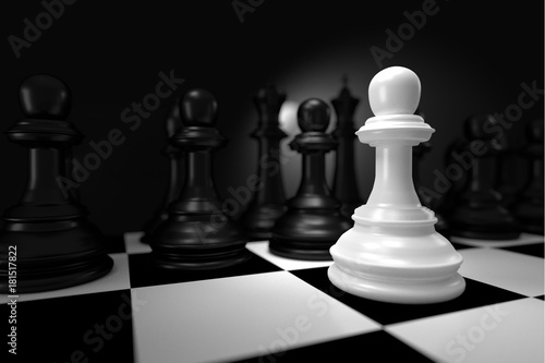 Close up of White Chess Battle with Black Chess  on Chessboard
