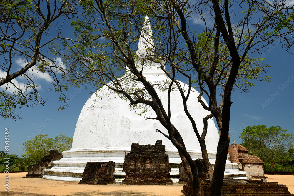 Sri Lanka Polonnaruwa ruin was the second capital of Sri Lanka after the destruction of Polonnaruwa. The photograph is presenting Kiri Vihara Buddhist Stupa