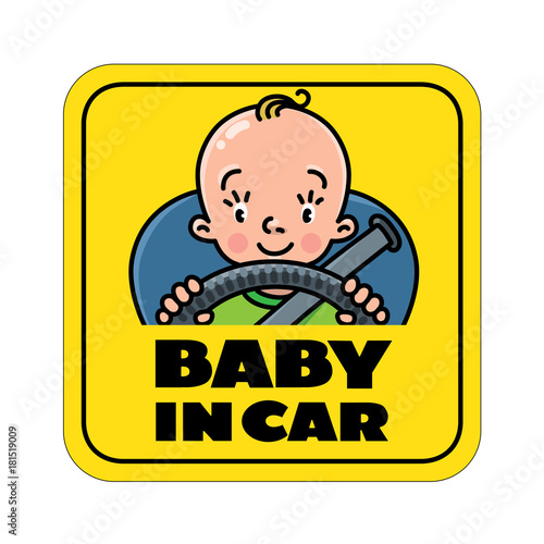 Baby in car. Back window sticker or sign