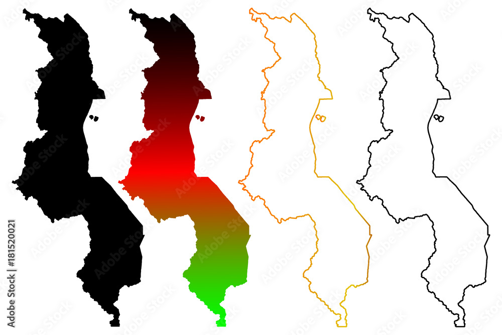 Fototapeta premium Malawi map vector illustration, scribble sketch Republic of Malawi